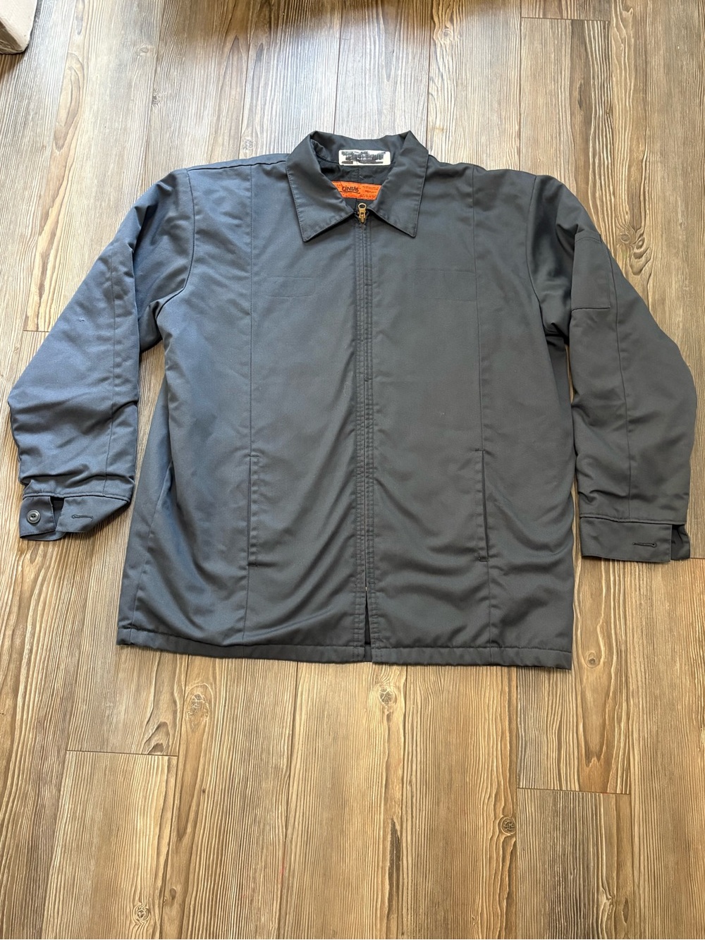 Cintas Mens Work Jacket Large Tall L LN Charcoal Gray Insulated Quilted Liner
